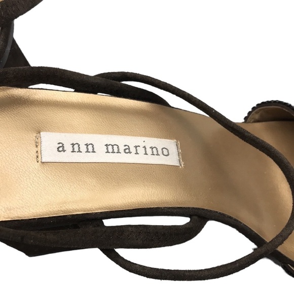 Ann Marino Precious Metal & Suede Chunky Heel Open Toe Size 8 New - Picture 11 of 13